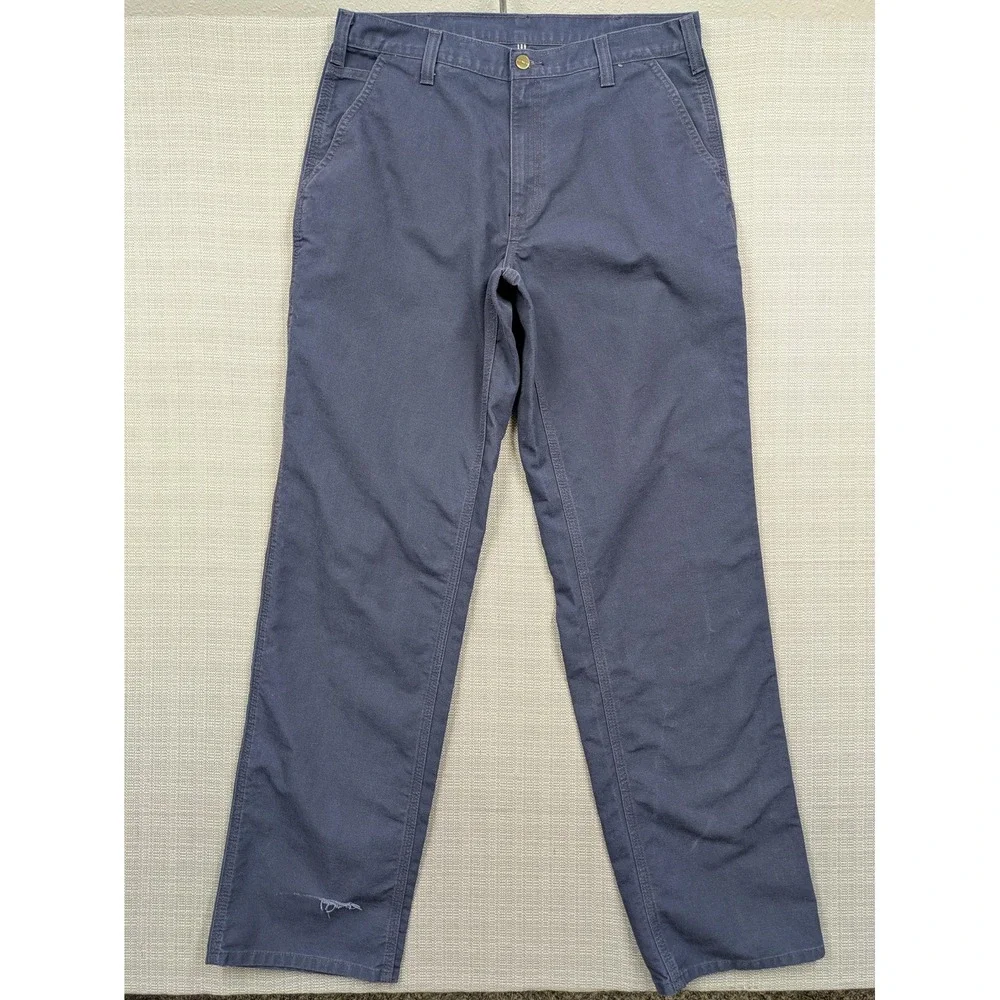 Carhartt Pants Mens 34x36 Blue Dungaree Fit Canvas Carpenter Workwear Utility